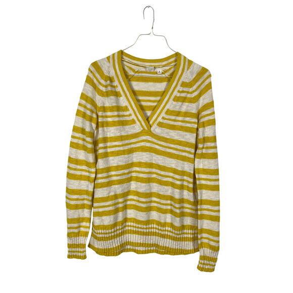 Gap Women Yellow Stripes Knit Sweater V Neck Size XS - Picture 1 of 9